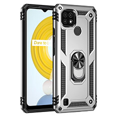 Realme C21用ハイブリットバンパーケース プラスチック アンド指輪 マグネット式 MQ1 Realme シルバー