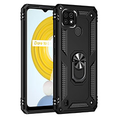 Realme C21用ハイブリットバンパーケース プラスチック アンド指輪 マグネット式 MQ1 Realme ブラック