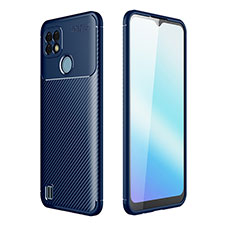 Realme C21用シリコンケース ソフトタッチラバー ツイル カバー S01 Realme ネイビー