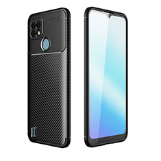 Realme C21用シリコンケース ソフトタッチラバー ツイル カバー S01 Realme ブラック