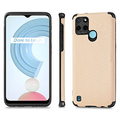 Realme C21Y用シリコンケース ソフトタッチラバー レザー柄 カバー S03D Realme ゴールド