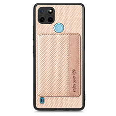 Realme C21Y用極薄ソフトケース シリコンケース 耐衝撃 全面保護 マグネット式 バンパー S01D Realme ゴールド