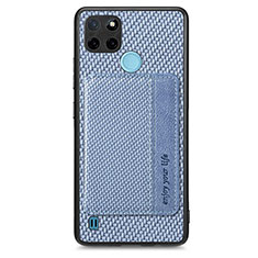 Realme C21Y用極薄ソフトケース シリコンケース 耐衝撃 全面保護 マグネット式 バンパー S01D Realme ネイビー