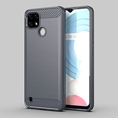 Realme C21Y用シリコンケース ソフトタッチラバー ライン カバー MF1 Realme グレー