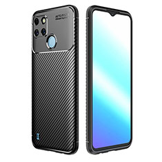 Realme C21Y用シリコンケース ソフトタッチラバー ツイル カバー S01 Realme ブラック