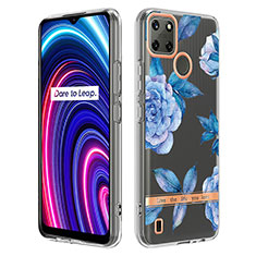 Realme C21Y用シリコンケース ソフトタッチラバー バタフライ パターン カバー Y06B Realme ネイビー