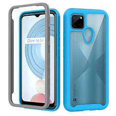 Realme C21Y用360度 フルカバー ハイブリットバンパーケース クリア透明 プラスチック カバー ZJ1 Realme ブルー