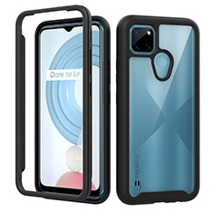 Realme C21Y用360度 フルカバー ハイブリットバンパーケース クリア透明 プラスチック カバー ZJ1 Realme ブラック