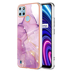 Realme C21Y用シリコンケース ソフトタッチラバー バタフライ パターン カバー Y01B Realme ラベンダー