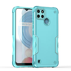 Realme C21Y用ハイブリットバンパーケース プラスチック 兼シリコーン カバー QW1 Realme ライトブルー