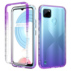 Realme C21Y用前面と背面 360度 フルカバー 極薄ソフトケース シリコンケース 耐衝撃 全面保護 バンパー 勾配色 透明 Realme パープル