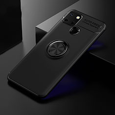 Realme C25S用極薄ソフトケース シリコンケース 耐衝撃 全面保護 アンド指輪 マグネット式 バンパー SD1 Realme ブラック