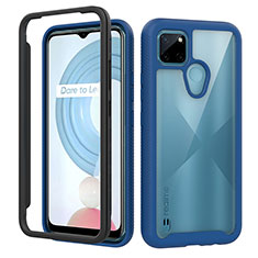 Realme C25Y用360度 フルカバー ハイブリットバンパーケース クリア透明 プラスチック カバー ZJ1 Realme ネイビー