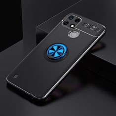 Realme C25Y用極薄ソフトケース シリコンケース 耐衝撃 全面保護 アンド指輪 マグネット式 バンパー SD1 Realme ネイビー・ブラック