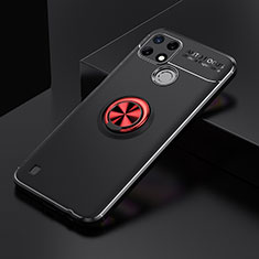 Realme C25Y用極薄ソフトケース シリコンケース 耐衝撃 全面保護 アンド指輪 マグネット式 バンパー SD1 Realme レッド・ブラック