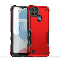 Realme C25Y用ハイブリットバンパーケース プラスチック 兼シリコーン カバー QW1 Realme レッド