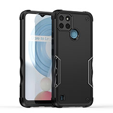 Realme C25Y India用ハイブリットバンパーケース プラスチック 兼シリコーン カバー QW1 Realme ブラック