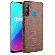 Realme C3用ケース 高級感 手触り良いレザー柄 Realme ブラウン