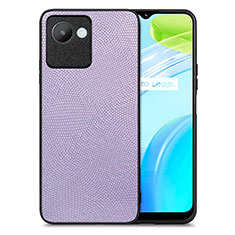 Realme C30用シリコンケース ソフトタッチラバー レザー柄 カバー S02D Realme ラベンダー