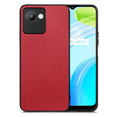 Realme C30用シリコンケース ソフトタッチラバー レザー柄 カバー S02D Realme レッド