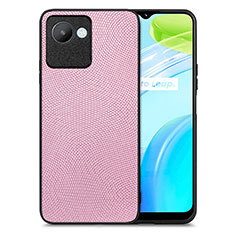 Realme C30用シリコンケース ソフトタッチラバー レザー柄 カバー S02D Realme ピンク