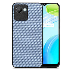 Realme C30用シリコンケース ソフトタッチラバー レザー柄 カバー S03D Realme ネイビー