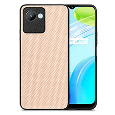 Realme C30用シリコンケース ソフトタッチラバー レザー柄 カバー S03D Realme ゴールド