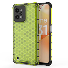 Realme C31用360度 フルカバー ハイブリットバンパーケース クリア透明 プラスチック カバー AM3 Realme グリーン