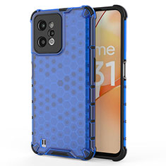 Realme C31用360度 フルカバー ハイブリットバンパーケース クリア透明 プラスチック カバー AM3 Realme ネイビー