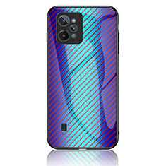 Realme C31用ハイブリットバンパーケース プラスチック 鏡面 虹 グラデーション 勾配色 カバー LS2 Realme ネイビー