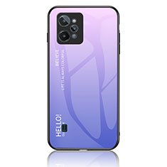 Realme C31用ハイブリットバンパーケース プラスチック 鏡面 虹 グラデーション 勾配色 カバー LS1 Realme ラベンダー