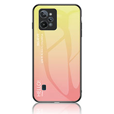 Realme C31用ハイブリットバンパーケース プラスチック 鏡面 虹 グラデーション 勾配色 カバー LS1 Realme イエロー