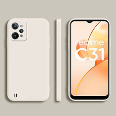 Realme C31用360度 フルカバー極薄ソフトケース シリコンケース 耐衝撃 全面保護 バンパー Realme ホワイト