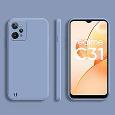 Realme C31用360度 フルカバー極薄ソフトケース シリコンケース 耐衝撃 全面保護 バンパー Realme ラベンダーグレー