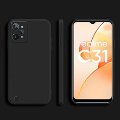 Realme C31用360度 フルカバー極薄ソフトケース シリコンケース 耐衝撃 全面保護 バンパー Realme ブラック