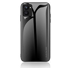 Realme C33 (2023)用ハイブリットバンパーケース プラスチック 鏡面 虹 グラデーション 勾配色 カバー JM2 Realme ブラック