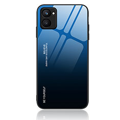 Realme C33用ハイブリットバンパーケース プラスチック 鏡面 虹 グラデーション 勾配色 カバー JM1 Realme ネイビー