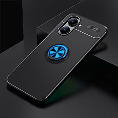 Realme C33用極薄ソフトケース シリコンケース 耐衝撃 全面保護 アンド指輪 マグネット式 バンパー SD1 Realme ネイビー・ブラック