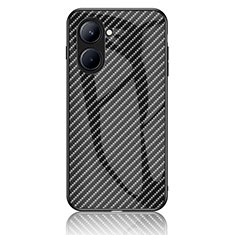 Realme C33用ハイブリットバンパーケース プラスチック 鏡面 虹 グラデーション 勾配色 カバー LS2 Realme ブラック