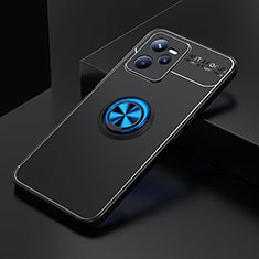 Realme C35用極薄ソフトケース シリコンケース 耐衝撃 全面保護 アンド指輪 マグネット式 バンパー SD1 Realme ネイビー・ブラック