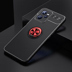 Realme C35用極薄ソフトケース シリコンケース 耐衝撃 全面保護 アンド指輪 マグネット式 バンパー SD1 Realme レッド・ブラック