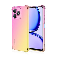 Realme C51用極薄ソフトケース グラデーション 勾配色 クリア透明 Realme ピンク