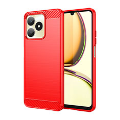 Realme C51用シリコンケース ソフトタッチラバー ライン カバー Realme レッド