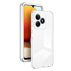 Realme C51用ハイブリットバンパーケース クリア透明 プラスチック 鏡面 カバー H01P Realme ホワイト