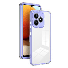 Realme C51用ハイブリットバンパーケース クリア透明 プラスチック 鏡面 カバー H01P Realme パープル