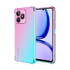 Realme C53 India用極薄ソフトケース グラデーション 勾配色 クリア透明 Realme シアン