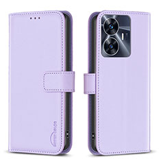 Realme C55用手帳型 レザーケース スタンド カバー B16F Realme ラベンダー