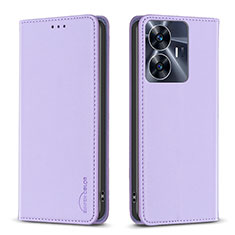 Realme C55用手帳型 レザーケース スタンド カバー B03F Realme ラベンダー