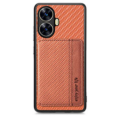 Realme C55用極薄ソフトケース シリコンケース 耐衝撃 全面保護 マグネット式 バンパー S01D Realme ブラウン