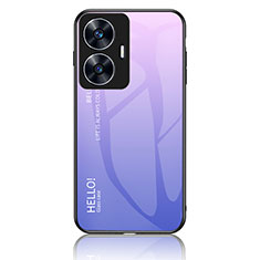 Realme C55用ハイブリットバンパーケース プラスチック 鏡面 虹 グラデーション 勾配色 カバー LS1 Realme ラベンダー